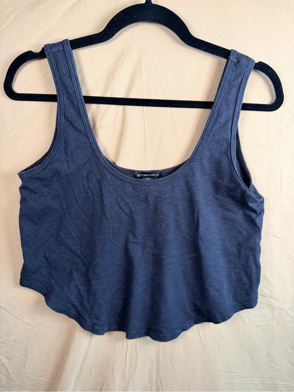 Beyond Yoga Black Slub Jersey Cropped Swing Tank Modal Cotton S